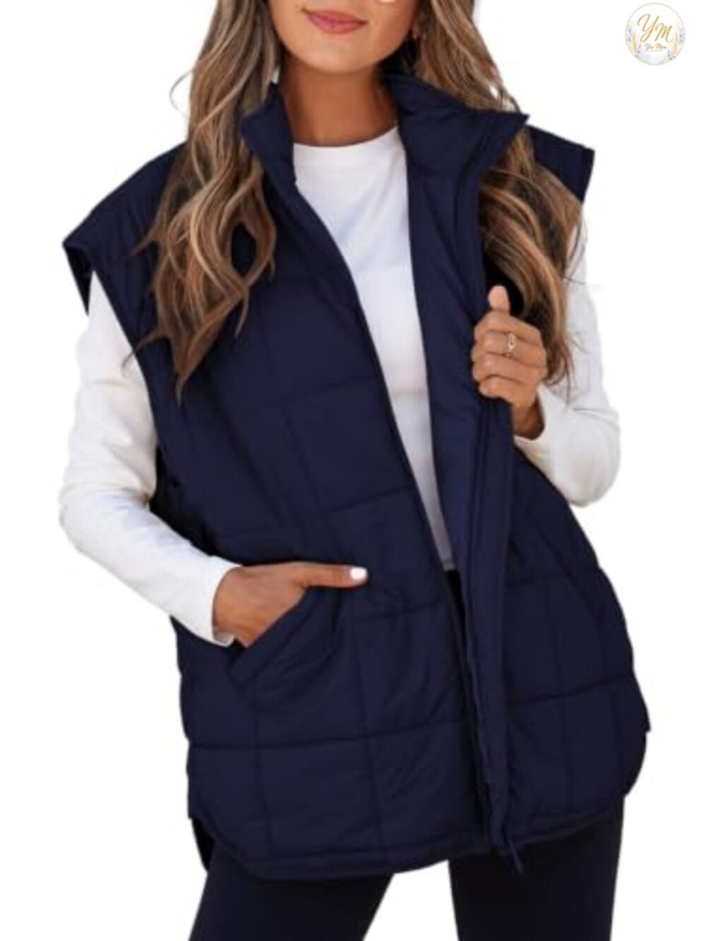 Women's Quilted Puffer Vest Cap Sleeve Zip Up Outerwear